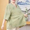 Большие размеры 3XL-8XL Повседневные блузки для женщин Топы Свободные Винтажные Оверсайз Рукав до локтя Рубашка Летняя одежда