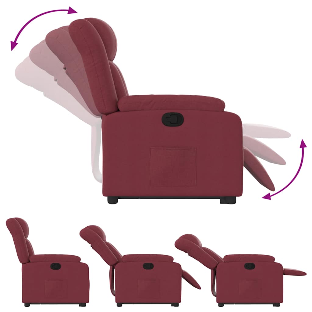 Recliner Chair with Rising Function Burgundy Fabric