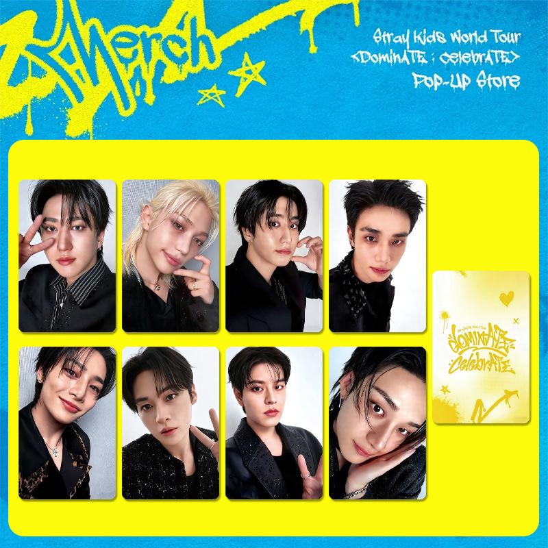 Stray Kids Мировой тур dominATE celebrATE Pop-Up Store Набор из 8 фотокарточек Милые карточки участников K-pop Коллекция фаната Подарок