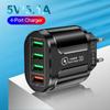 Быстрое зарядное устройство QC3.0: 4 USB-порта со светодиодной подсветкой для путешествий по США/ЕС/Великобритании
