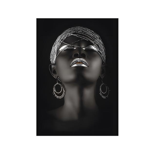 Африканский женский домашний фон, настенная живопись на холсте, золотые и серебряные украшения, ручная печать плакатов, картина для комнаты