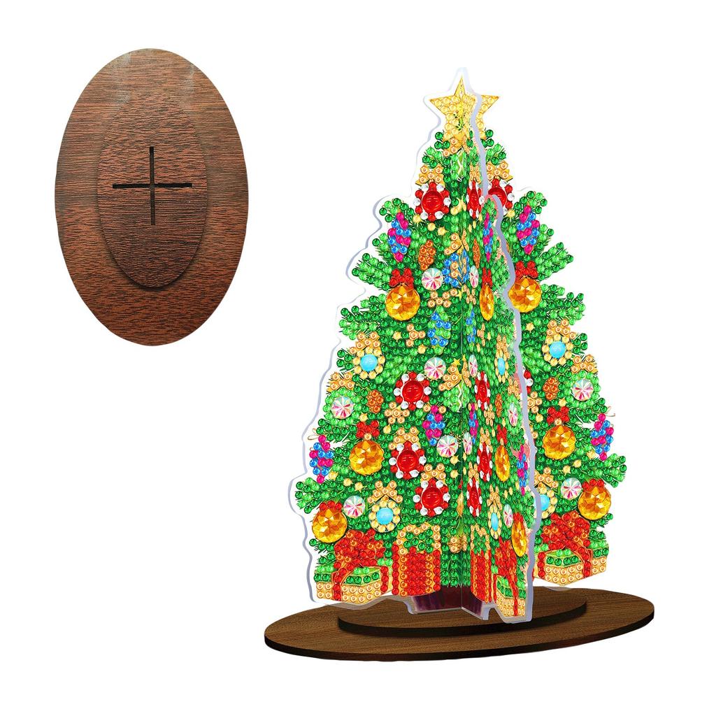 Diy Painting Christmas Tree Three-Dimensional Display Sign, Diamond Dot Painting Acrylic Table Display