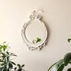 Wall Hanging Mirror with Ornamental Ribbon for Installation White Angel Mirror