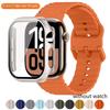 Стекло+Чехол+Силиконовый спортивный волнистый ремешок для Apple Watch Series 11 10 9 8 7 6 5 SE321 для iWatch 38мм/40мм/41мм/42мм/44мм/45мм/46мм