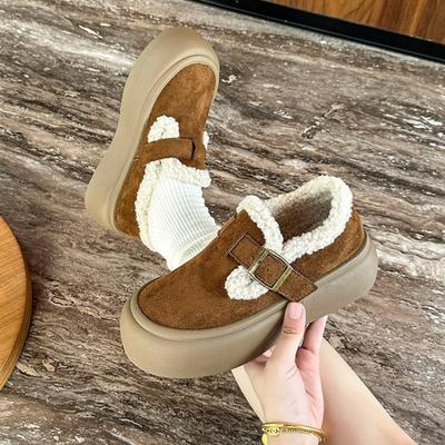 Женские осенне-зимние новые бархатные всеохватывающие хлопковые ботинки на толстой подошве, на одном педале, лоферы