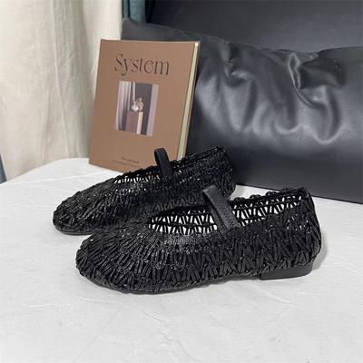 Интернет-знаменитости с той же ручной вязки ажурные черные туфли Мэри Джейн на плоской подошве универсальные нишевые удобные модные простые корейская версия