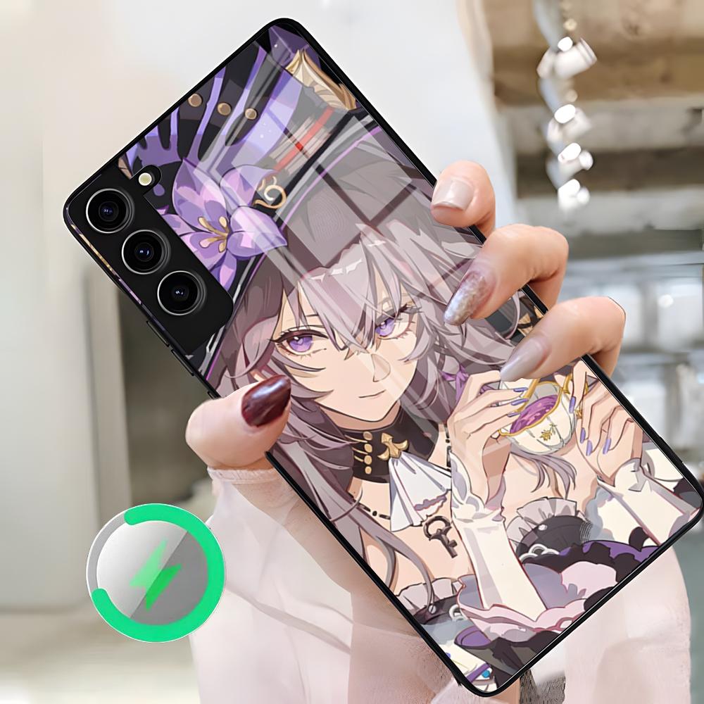 Чехол для телефона Honkai Star Rail Herta для Samsung S26 Ultra S25 Edge S23 S22 S21 S20 Ultra Plus S24 Fe A25 Магнитная стеклянная крышка