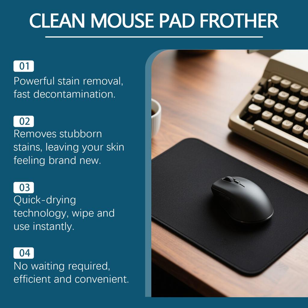 Очиститель для коврика мыши, Инструмент для чистки клавиатуры, Эффективно пенится на ковриках для мыши, Быстро сохнет и не влияет на использование, 100 мл