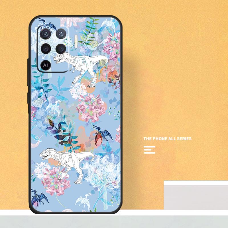 Dinosaur Pattern Case For Oppo A40 A60 A80 A78 A98 A58 A38 A18 A54 A74 A94 A96 A76 A16 A15 A17 A57 A5 A6 Pro
