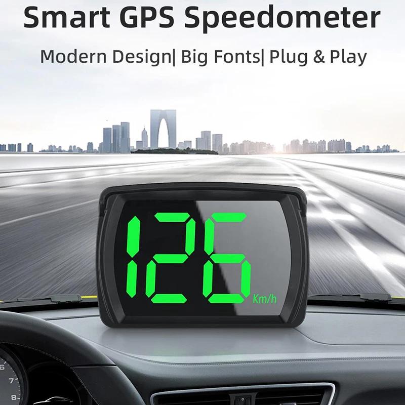 Универсальный автомобильный HUD Head Up Display GPS Hud Цифровой спидометр Большой шрифт Спидометр KMH для всех автомобилей Грузовик Plug and Play Автозапчасти