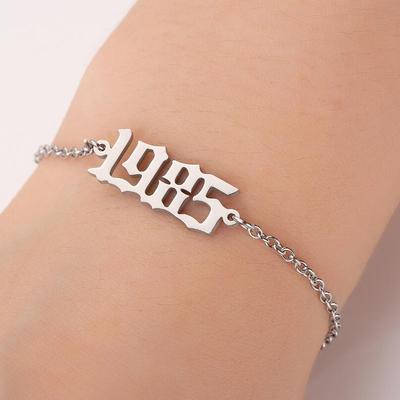 1980-2000 Браслет с годом рождения, золотой цвет, нержавеющая сталь, браслеты с цифрами для женщин, браслеты дружбы, женские модные украшения