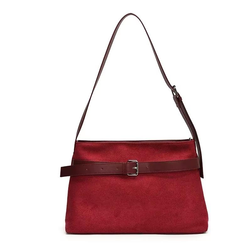 Большая вместимость, простые повседневные сумки через плечо из искусственной замши, новые осенние и зимние стили, женские сумки через плечо