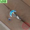 Cute Small Star Moon Ring 925 Sterling Silver Rose Gold Blue Fire Opal Rings For Women Blue Stone Dangle Wedding Thin Ring Band