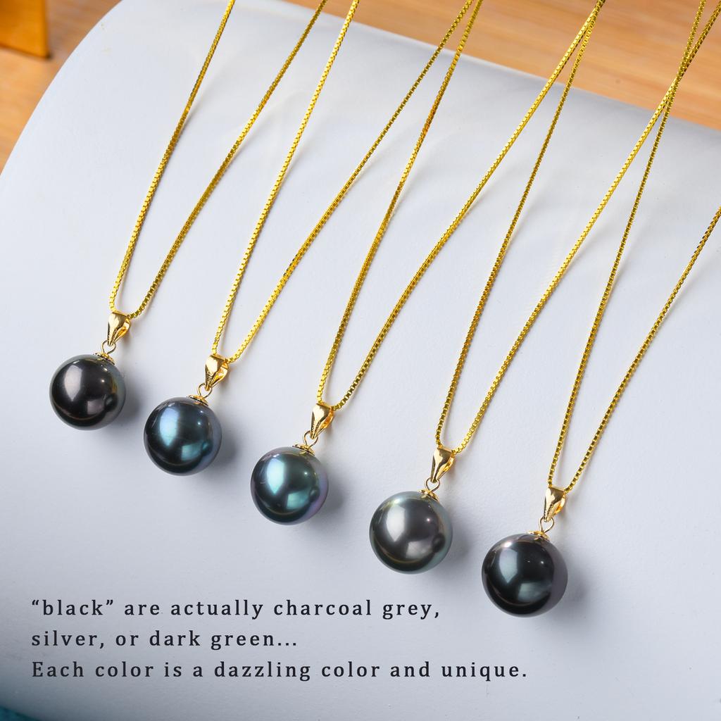 Ожерелье с подвеской из 18-каратного желтого золота класса Aaa, 10-11 мм, натуральный таитянский культивированный жемчуг Южного моря, с цепочкой из серебра 925 пробы