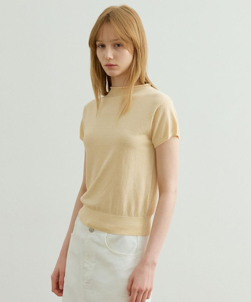 ARTID Linen Half-Neck Short-Sleeve Knit_Butter
