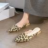 Новые модные леопардовые женские тапочки, бархатная обувь, женские сандалии на низком каблуке с цветочным декором, женские шлепанцы, обувь 42 размера