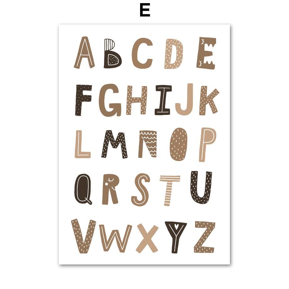 Жираф, носорог, лев, алфавит, номер, тропические листья, настенная живопись на холсте, постеры и принты, настенные панно для декора детской комнаты