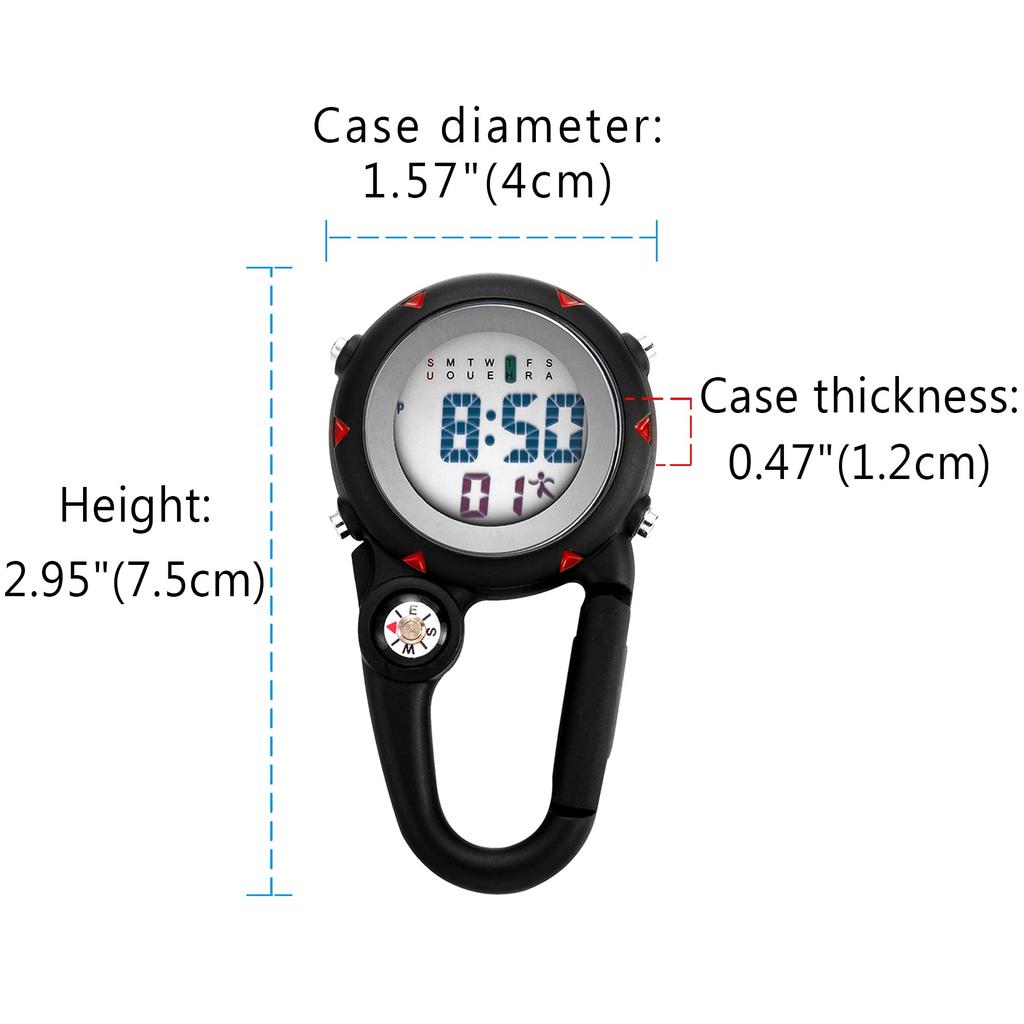 Lancardo Carabiner Watch Waterproof Carabiner Watch Pocket Watch Analog Luminous Keychain Watch Clip Pocket Watch E1 Men's Women's