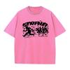 Mens Retro Distressed Street Style Washed TShirt With Silhouette Print Loose Fitting Casual Pure Cotton Short Sleeve Top