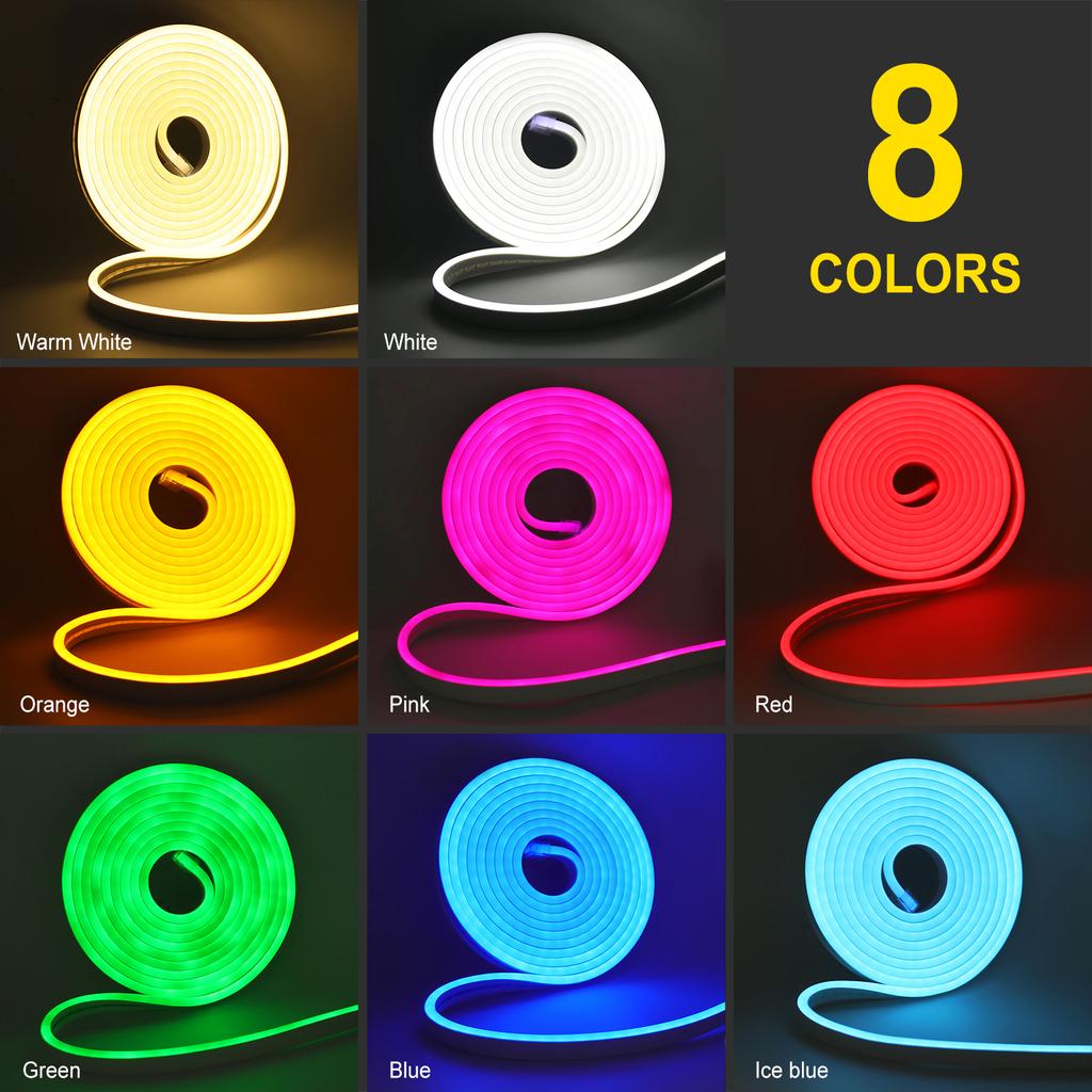 Battery Powered Flexible Neon LED Strip Lights 1M 2M 3M Waterproof DIY Design for Home Decoration White Warm Red Green Blue