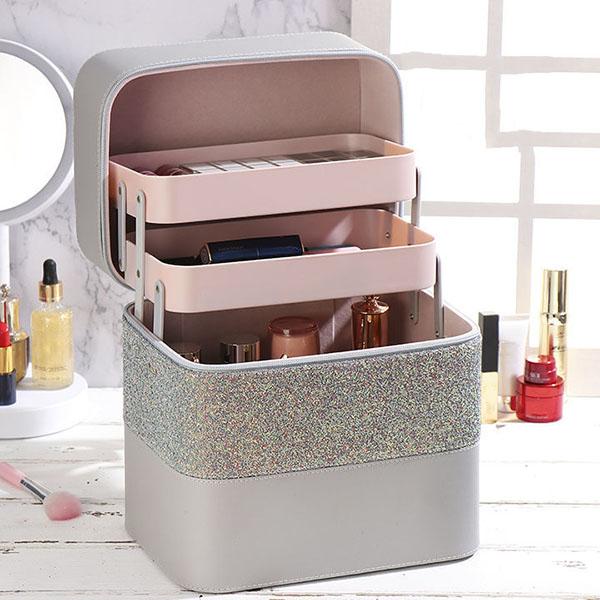 WTEMPO Женская косметичка большой вместимости, многофункциональная косметичка с цветовым соответствием, портативная большая косметичка