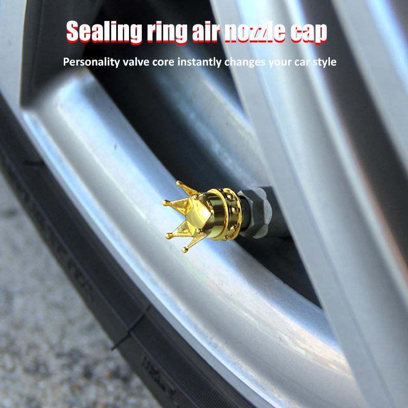 4 шт./компл. колпачки для воздушных клапанов автомобильных шин в форме короны, пылезащитные колпачки для воздушных клапанов автомобильных колес, пылезащитные колпачки для автомобилей, грузовиков, мотоциклов, велосипедов