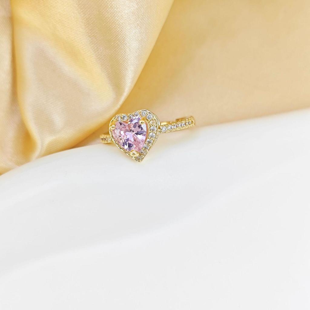 French Peach Heart Zircon Necklace: Multicolor Diamonds On Stainless Steel with Retro INS Style Titanium Design.