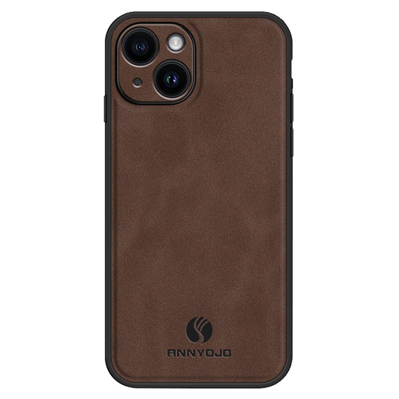 ANNYOJO For iPhone 15 Case Bump Proof PU Leather+PC+TPU Phone Cover