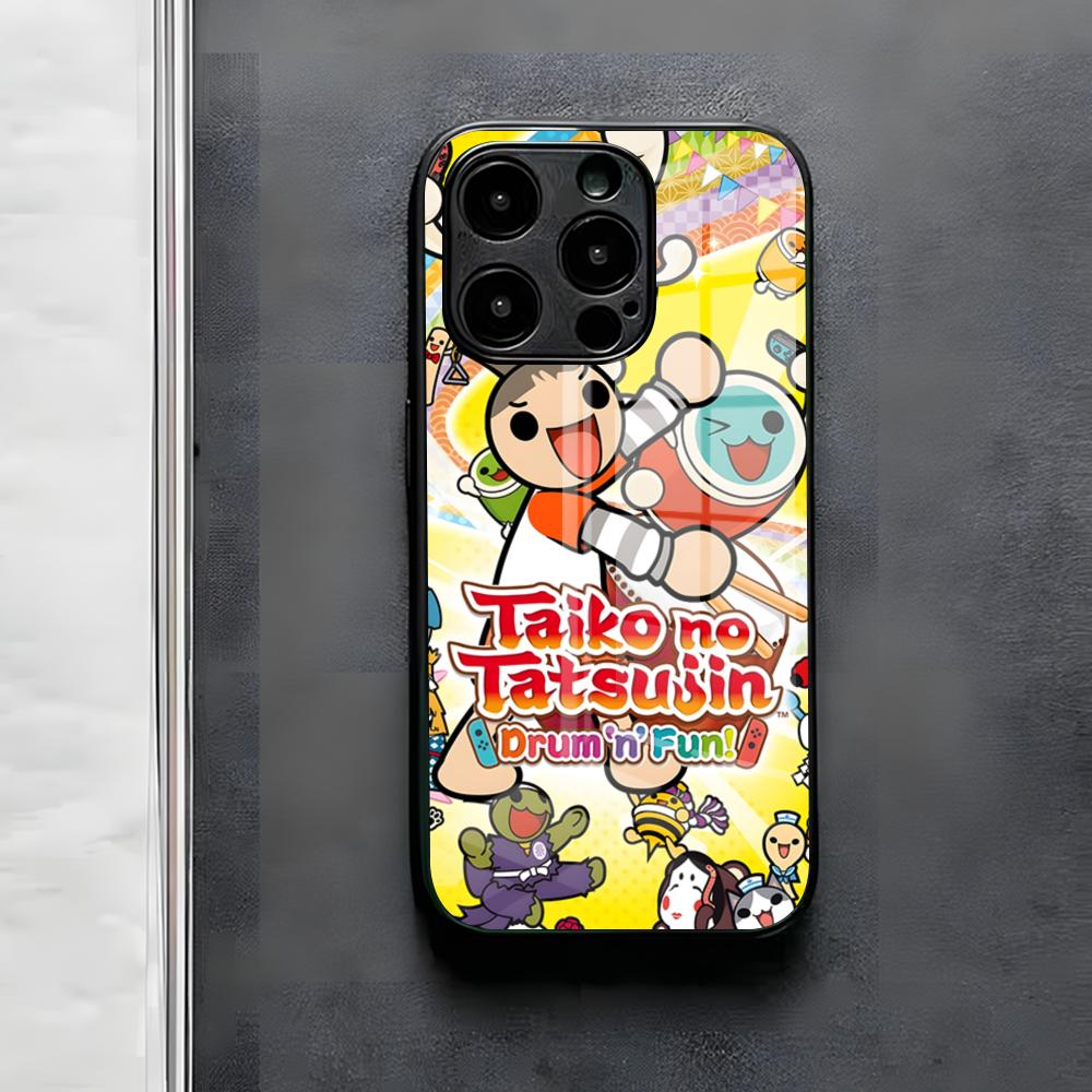 Чехол для телефона Taiko No Tatsujin Для iPhone 17 Air 16 E Pro Max 15 14 13 Mini 12 Pro 11 Max Plus Черная Стеклянная Крышка