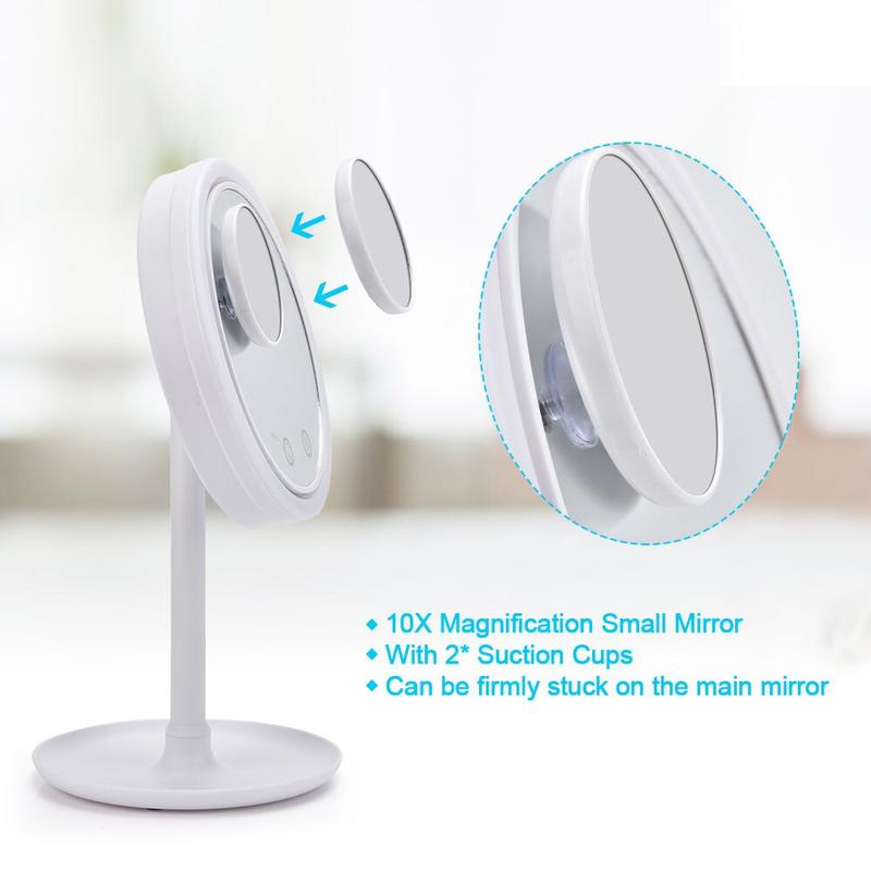Cosmetic Mirror with Fan 3 in 1 LED Make MirrorMagnifying Mirror 180 Degree Rotation Removable Table Mirror Home Travel | Bath Mirror