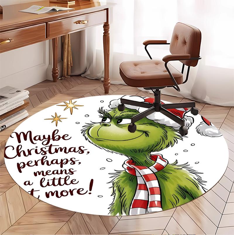 The Grinch Pattern Round Rug, Indoor/Outdoor Mat, for Picnic, Gameroom, Bedroom, Office, Living Room, Home Decor Carpet, Birthday Gift