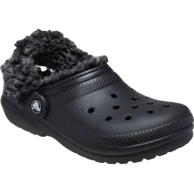 Crocs Классические клоги на флисовой подкладке Удобные Универсальные Поддержка Низкий верх Обувь для малышей Детские клоги Черный 212857-001