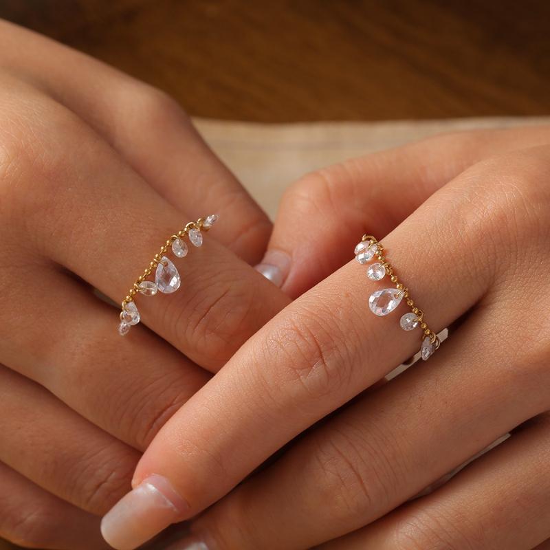 Роскошное Изысканное Регулируемое Кольцо с Неправильной Бахромой в Виде Капель Воды и Цирконами для Женщин, Повседневное, для Посещения Ужинов, Подарок