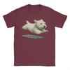 Unisexs Tshirt Funny Running Dog Art Print Cute Westie Dog Fun Cotton Tee Shirt Short Sleeve T Shirts Crewneck Clothing Unique