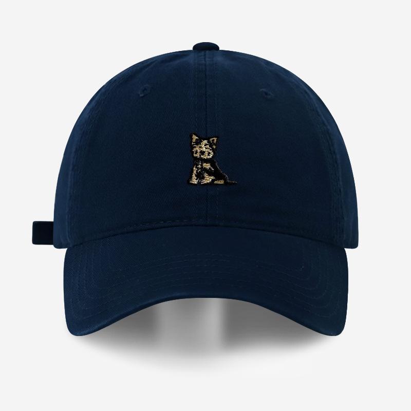 Summer New Cute Puppy Embroidery Dome Wide Brim Cap Couple Versatile Baseball Cap