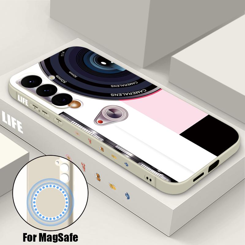 Креативный чехол для телефона с узором для Samsung Galaxy S26 Ultra S25 FE S24 S23 S22 Plus S21 FE Встроенная металлическая пластина Магнитная силиконовая крышка