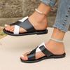 Women's Contrast Color Slide Sandals Flat Summer Shoes Lightweight Slide Sandals Fashionable Simple Lightweight Casual Loop Toe