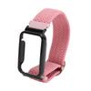 Плетеный ремешок для Mi Band 7 Pro Регулируемый эластичный нейлоновый ремешок-петля с защитной рамкой Розовый ремешок Черный корпус