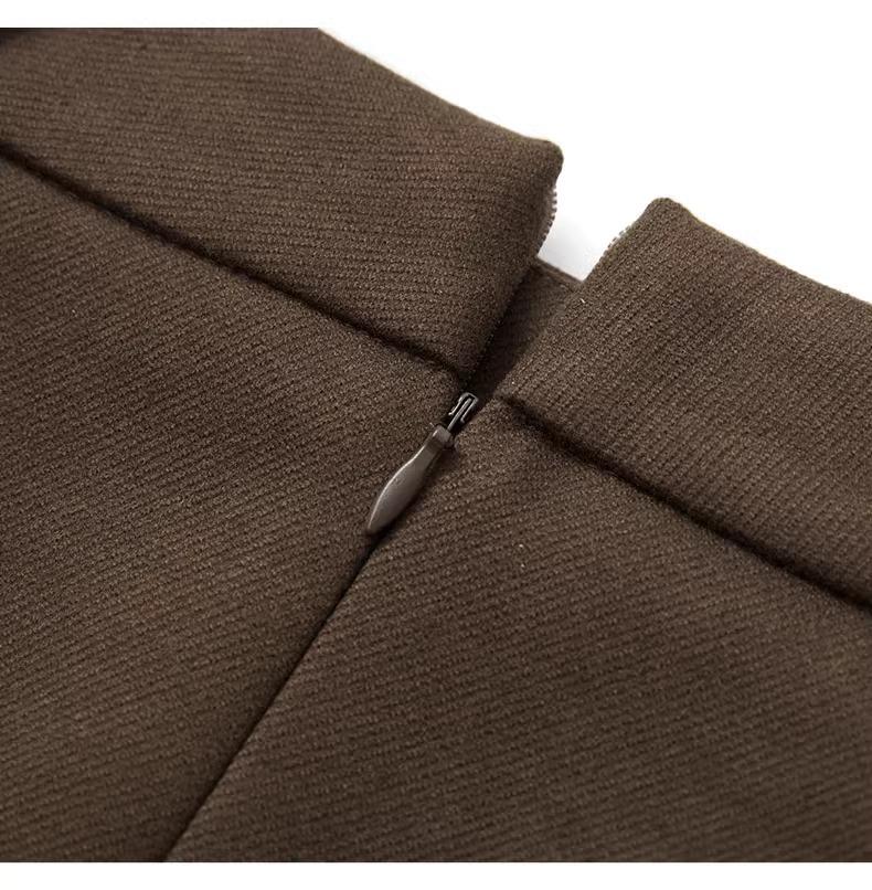 Женская ангоровая красная твидовая юбка А-силуэта миди - Мода осень/зима 2024, Высококачественная прямая юбка-футляр средней длины