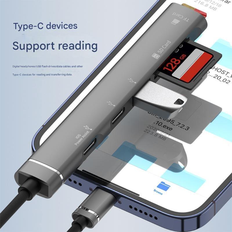 Портативные USB C и USB A адаптеры для карт TF/SD, многопортовые хабы, быстрая передача данных, OTG для ноутбуков, планшетов