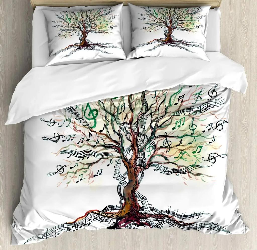 Nature Duvet Cover Psychedelic Tree of Life Gothic Background King Polyester Bedding Set Digital Print