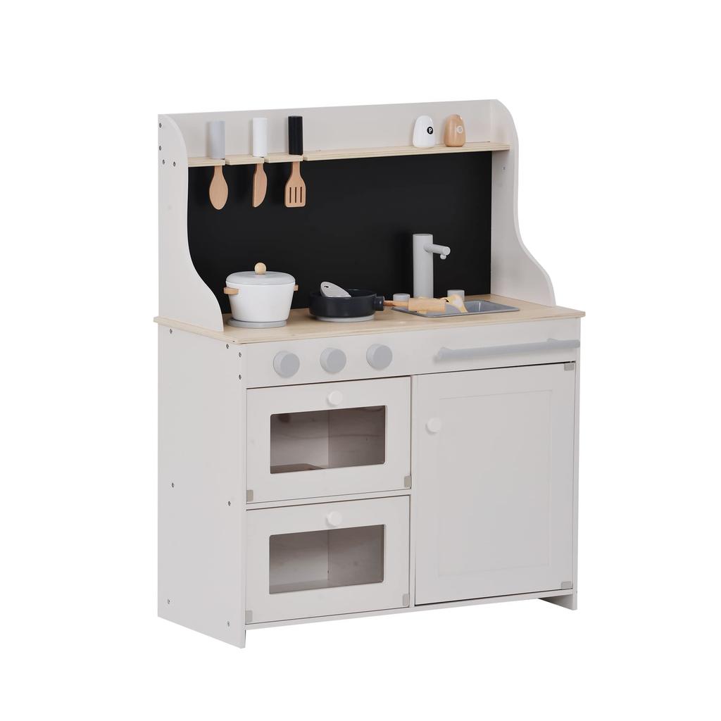 OSJ Play Kitchen Wooden with Chalkboard Cooking Utensils Play Set Birthday Kitchen Educational Toys for Children Children Storage Copy Stove Mini