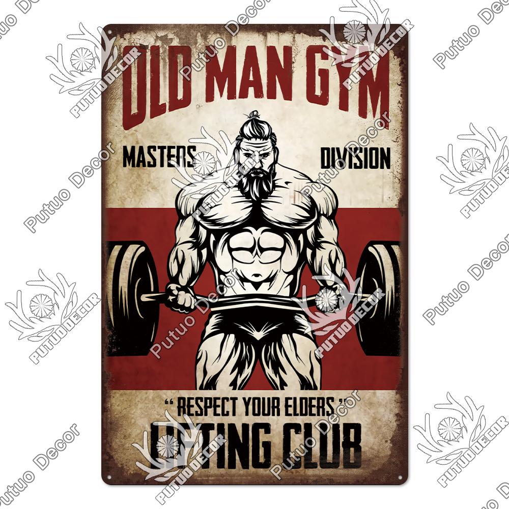 Mfoever Tin Sign Decor Gym Vintage Tin Signs Plaque Metal Plates Retro Posters Work Out Wall Art Decorative for Home Man Cave Gym Room