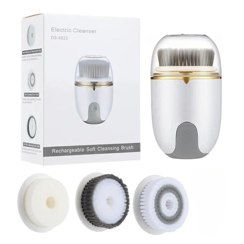 3 в 1 Щетка для умывания лица Массажер Глубокая Электрическая Вибрационная Очищающая Щетка Удаление Пор Черных Точек Уход за Кожей Пилинг Красота