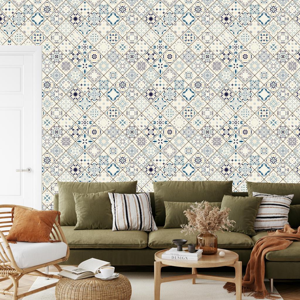 Colorful Moroccan Mosaic Wallpaper for Living Room and Bedroom 50x1000