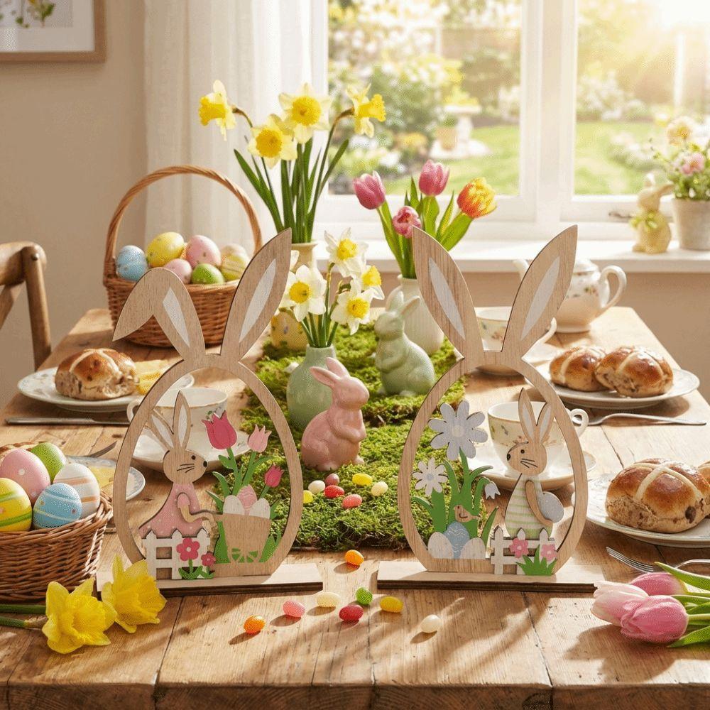 2 шт. Цветочный Пасхальный Кролик Украшение Фермерский Деревенский Кролик Настольное Декоративное Праздник Весны