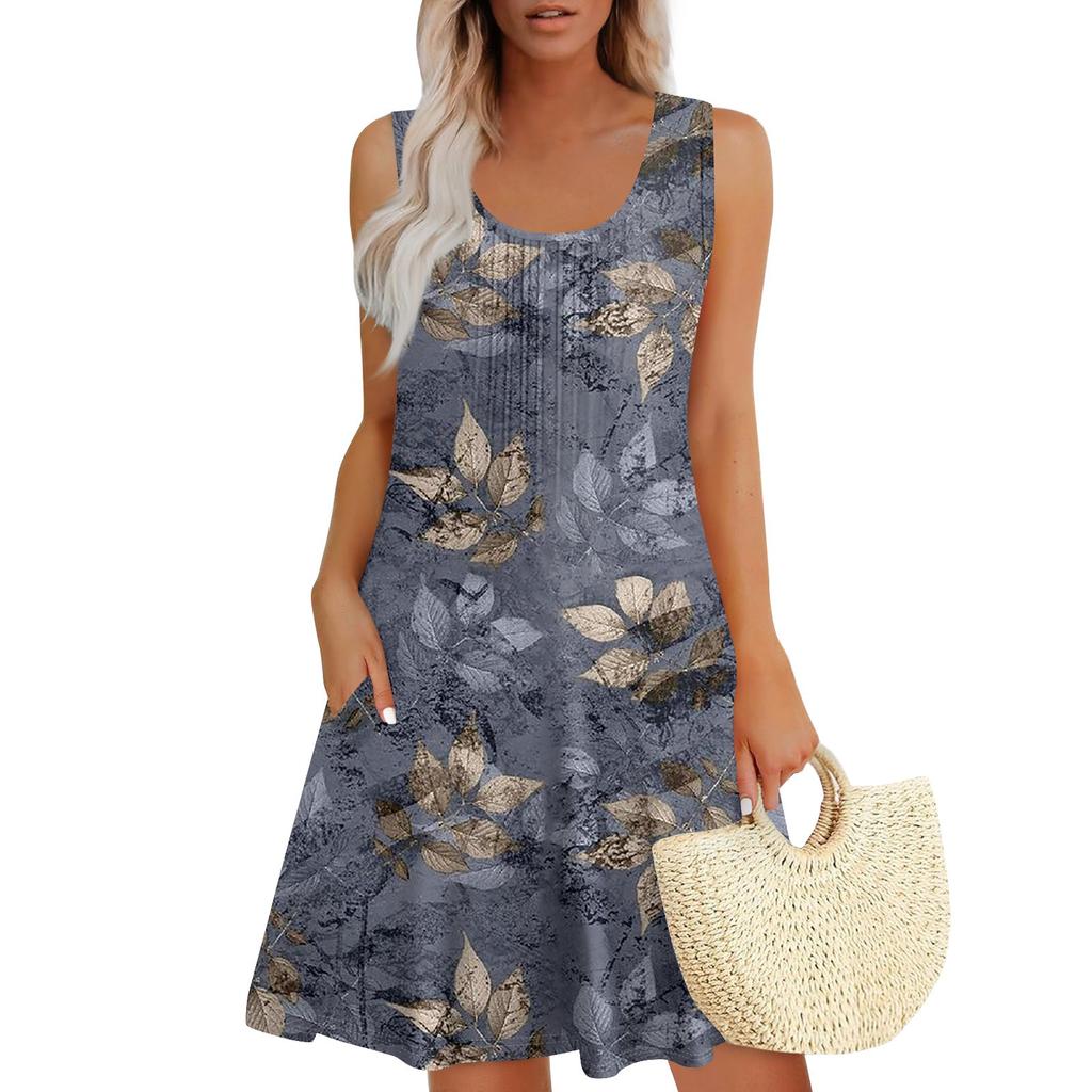 Womens Summer Dresses Loose Sleeveless Sundresses Dress With Pockets