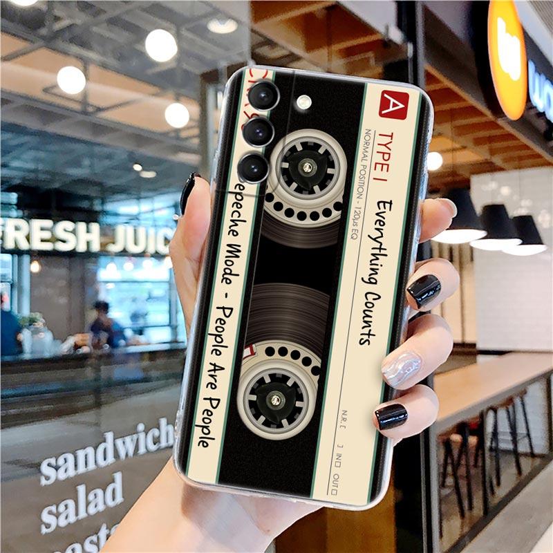 Retro Music Cassette Tape Vintage Style Transparent Case for Samsung Galaxy S22 S21 S20 FE S 22 Ultra S10 S9 Plus 5G Cover Coque