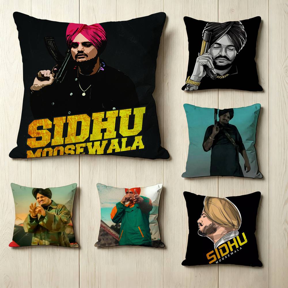 Famous rapper SSidhu Moosewala Square DoubleSided printed Pillow Case Bedroom Bedside Pillow Sofa Cushion Cover