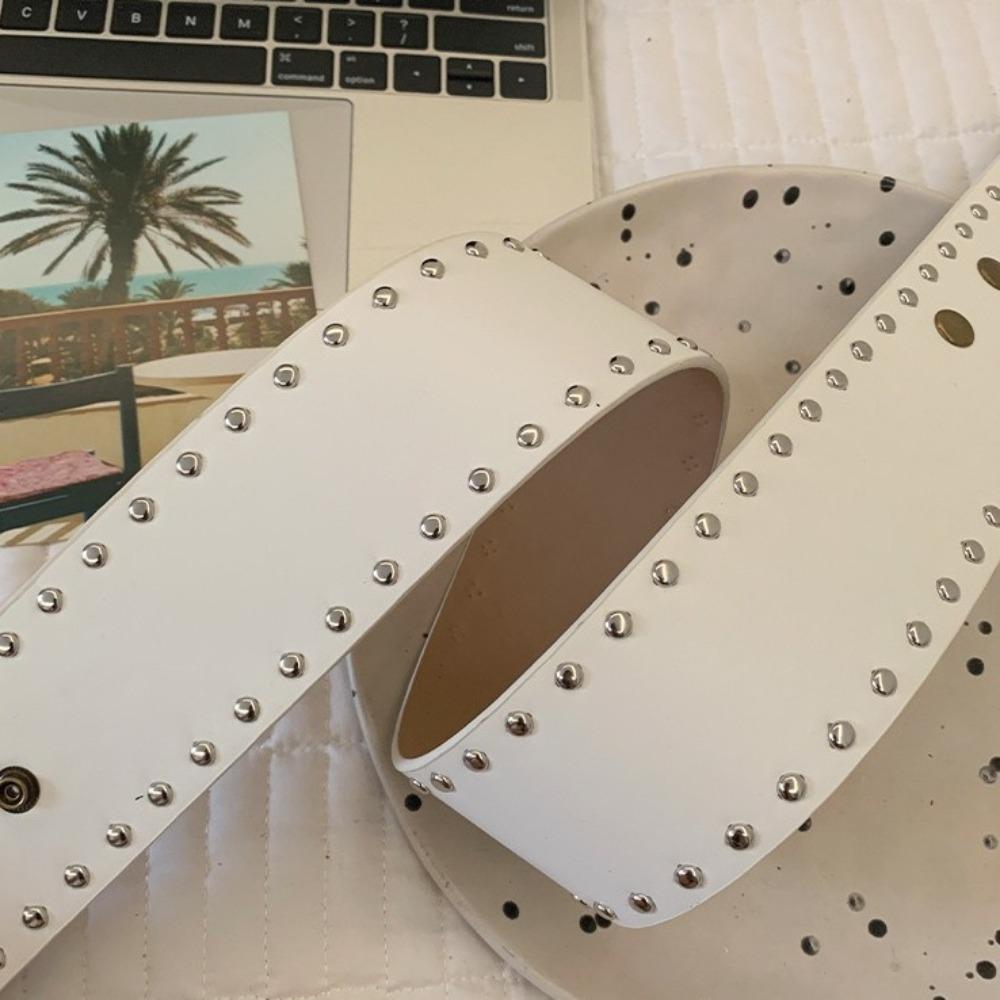 Gothic Wide Women's Belt Snap Button Dress Jeans Belt Vintage Rivet Waist Belt  Spicy Girls